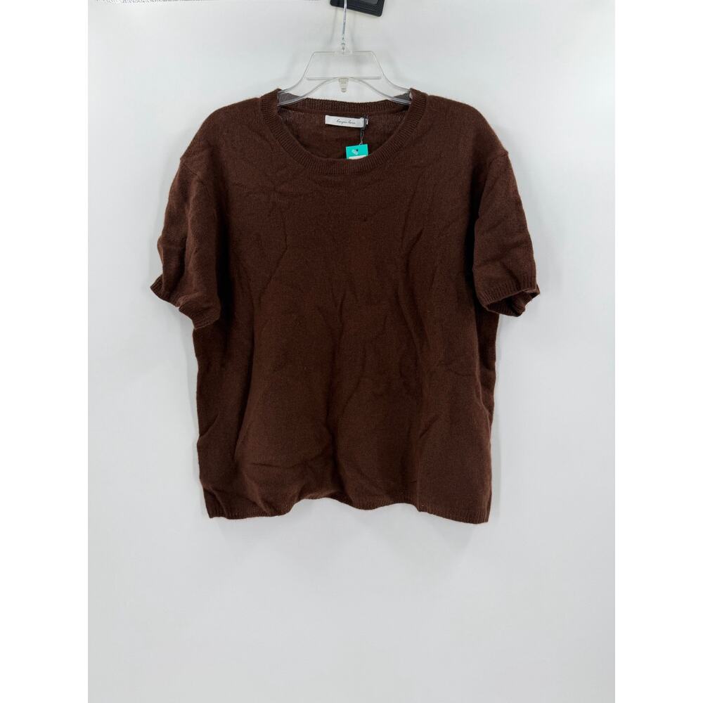 Harper Lane Carter Crewneck Short Sleeve Sweater Brown XL 100% Cashmere NWT - Picture 3 of 10